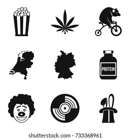 Show of clown icons set. Simple set of 9 show of clown vector icons for web isolated on white background