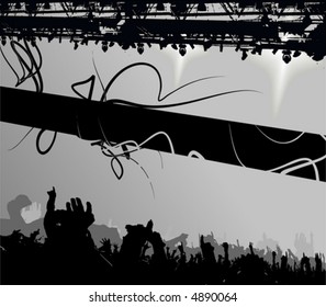 Show Crowd Silhouette. Banner. Vector Illustration.