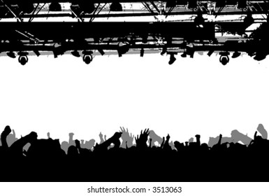 Show Crowd Silhouette. Vector Illustration. No Meshes.