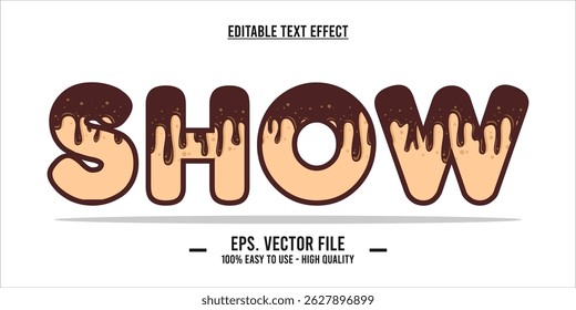 Show - Editable Chocolate Drip Text Effect – Sweet Melting Font Vector Design