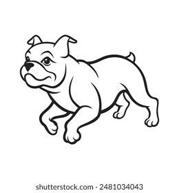 Show an English Bulldog in mid run, capturing motion and energy for dynamic designs.