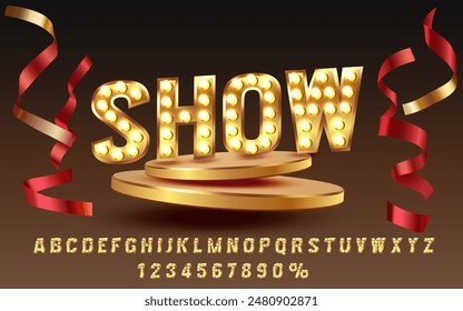 Show font set collection, letters and numbers symbol. Vector illustration