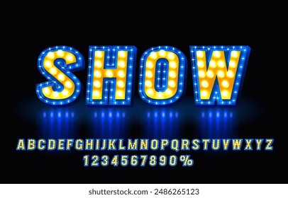 Show font set collection, letters and numbers symbol. Vector illustration