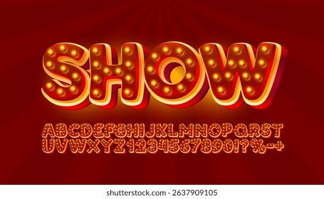 Show font set collection, letters and numbers symbol. Vector illustration