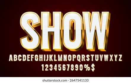 Show font set collection, letters and numbers symbol. Vector illustration