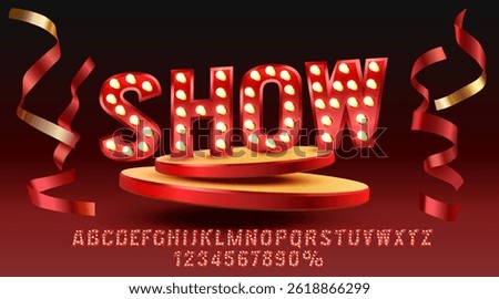 Show font set collection, letters and numbers symbol. Vector illustration