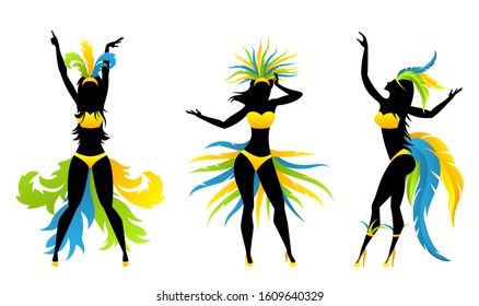 Show Girls with Brazilian Style Carnival Costumes, Carnaval Dancers