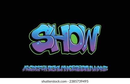 Show Graffiti font, vector illustration.