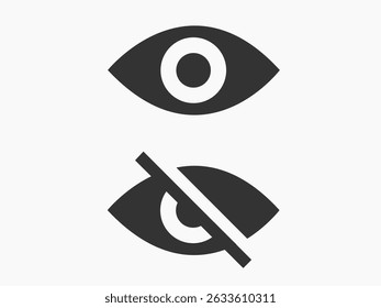 show and hidden content or password logo icon set. vector
