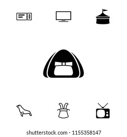 Show icon. collection of 7 show filled and outline icons such as circus, ticket, seal, magic hat, tent. editable show icons for web and mobile.
