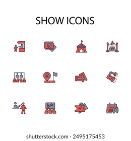 show icon set.vector.Editable stroke.linear style sign for use web design,logo.Symbol illustration.