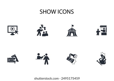 show icon set.vector.Editable stroke.linear style sign for use web design,logo.Symbol illustration.