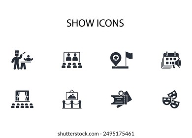 show icon set.vector.Editable stroke.linear style sign for use web design,logo.Symbol illustration.