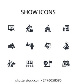 show icon set.vector.Editable stroke.linear style sign for use web design,logo.Symbol illustration.