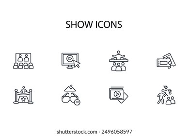 show icon set.vector.Editable stroke.linear style sign for use web design,logo.Symbol illustration.