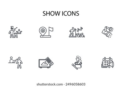 show icon set.Vector.Editable stroke.linear style sign para uso Diseño web, logo.Symbol illustration.