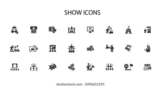 show icon set.vector.Editable stroke.linear style sign for use web design,logo.Symbol illustration.