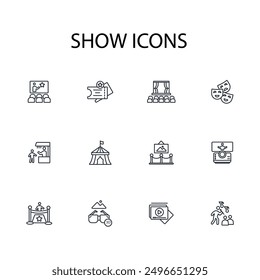 show icon set.vector.Editable stroke.linear style sign for use web design,logo.Symbol illustration.