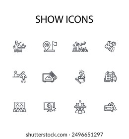 show icon set.vector.Editable stroke.linear style sign for use web design,logo.Symbol illustration.