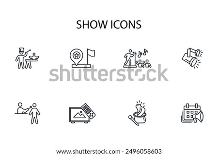 show icon set.vector.Editable stroke.linear style sign for use web design,logo.Symbol illustration.