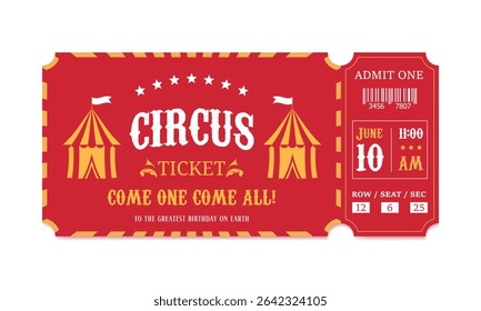 mostrar modelo de convite, bilhete de circo retrô com tenda