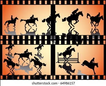 show jumper with shadow in a film strip