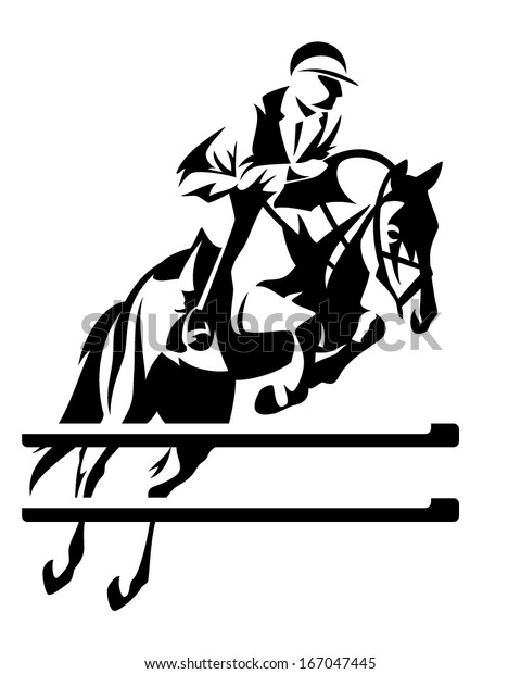 Show Jumping Horseman Design Black White Stock Vector (Royalty Free ...