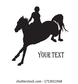 show jumping, horsewomen jumping on a horse, isolated images, black silhouette on a white background, for decoration and design