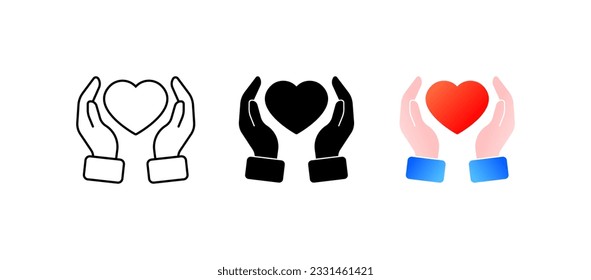 Show kindness. Flat, colored, show kindness, care, show feelings. Vector icons