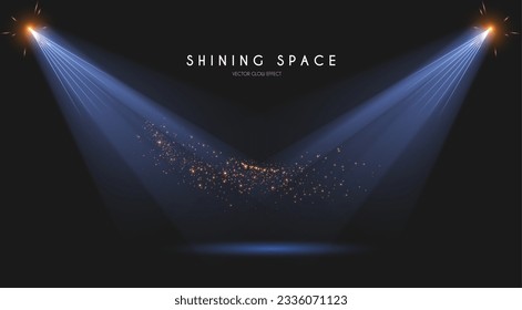 Show light. Colorful spotlights with fay. Transparent light effect
