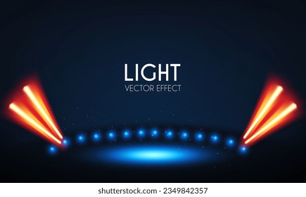 Show light. Colorful spotlights with fay. Transparent light effect