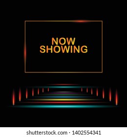 Show light podium black background. Vector illustration