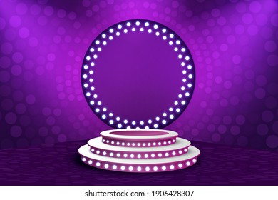 Mostrar fondo morado de podio claro. Ilustración del vector