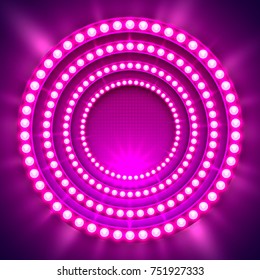 Show light podium purple background. Vector illustration