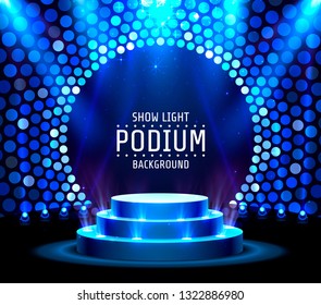 Show light podium stars background. Vector illustration