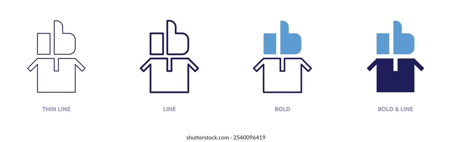 Ähnliches Symbol in 4 verschiedenen Stilen anzeigen. Dünne Linie, Linie, Fett und Fette Linie. Duotone-Stil. Bearbeitbarer Strich.