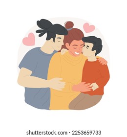Show love isolated cartoon vector illustration. Family hugging and kissing, romantic relation, personal growth, group of people having fun together, show love to significant one vector cartoon.