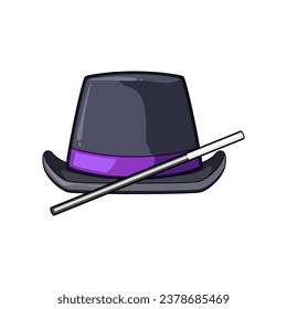 show magician hat cartoon. top trick, black circus, cylinder performance show magician hat sign. isolated symbol vector illustration