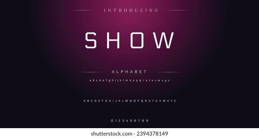 Show Modern Bold Font. Sans Serif Font. Regular Italic Uppercase Lowercase Typography urban style alphabet fonts for fashion, sport, technology, digital, movie, logo design, vector illustration