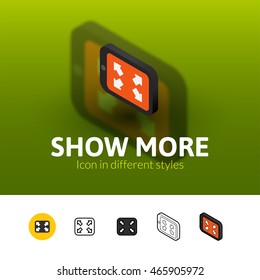 Show more color icon, vector symbol in flat, outline and isometric style isolated on blur background