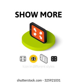 Show more icon, vector symbol in flat, outline and isometric style