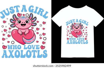 ¡Demuestra tu amor por el adorable y único axolotl con este encantador diseño de camiseta! Perfecto para cualquier entusiasta de axolotl, este diseño cuenta con texto lúdico y una linda ilustración de la amada a