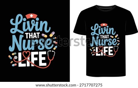 Show off your passion for nursing with this “ That Nurse Life” t‑shirt featuring a playful stethoscope heart and colorful pills. Perfect for  and nursing students, this comfy graphic tee is great for hospital shifts, nursing school, or casual days off.