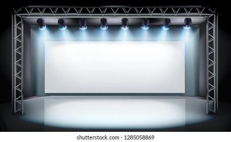 Show on the stage. Art gallery. Vector illustration.