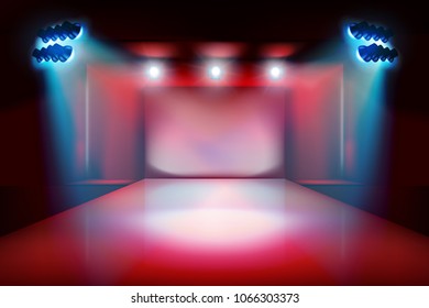 Show on the stage. Catwalk event. Vector illustration.