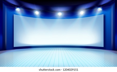 Show on the stage. Projection screen. Vector illustration.