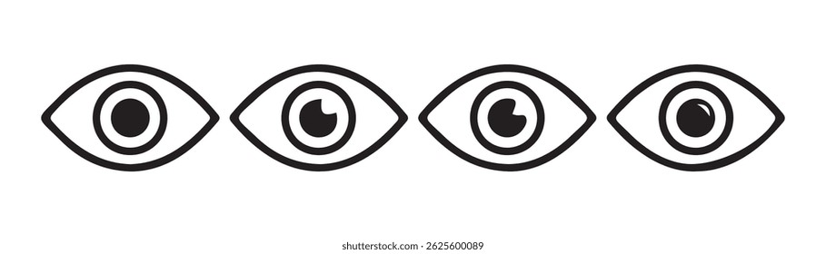 Kennwort anzeigen und ausblenden. Sichtbares Symbol für das Auge. Vektorgrafik eps 10