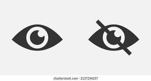 Show password icon, eye symbol. Vector vision hide from watch icon. Secret view web design element.
