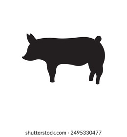 Schweineslhouette anzeigen Flat Icon Vektorillustration isoliert auf weißem Hintergrund, schwarze Silhouette, Tier Silhouette
