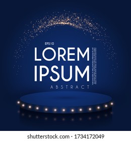 Show podium with spotlights. Presentation light effect. Illuminated winner place.
